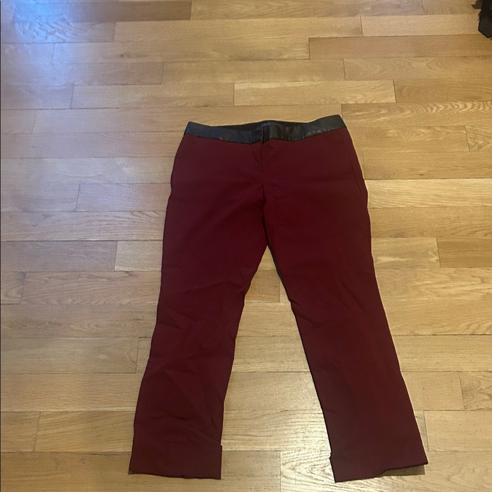 The Limited Burgundy Pants with Black Waistband